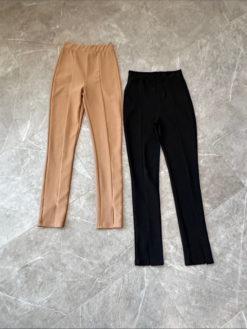 Zara Slim Ponte Pants in Black & Camel